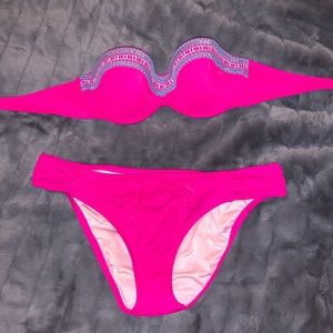 Hot Pink Embellished Swimsuit